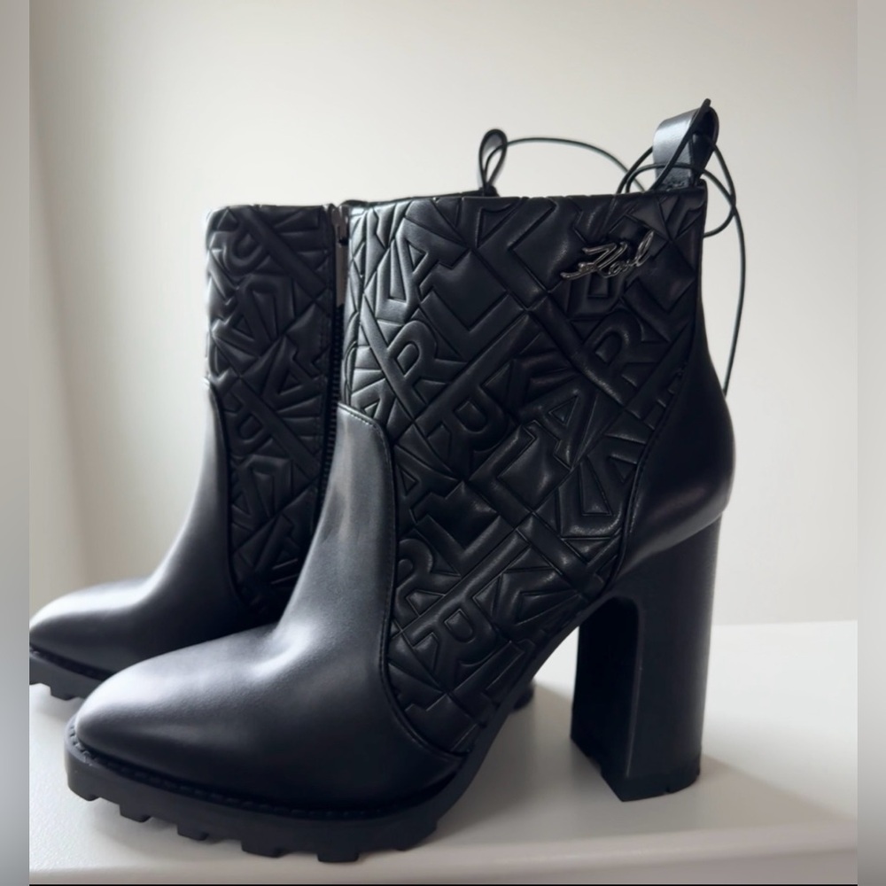 Black Quilted Leather Ankle Boots - Women's Fashion Heels
